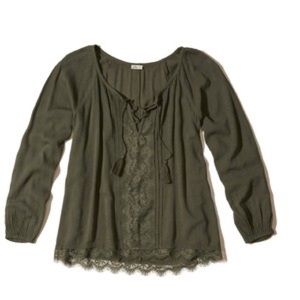 army green lace up top